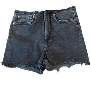 AllSaints Black Denim Midrise Fray Shorts Size 27